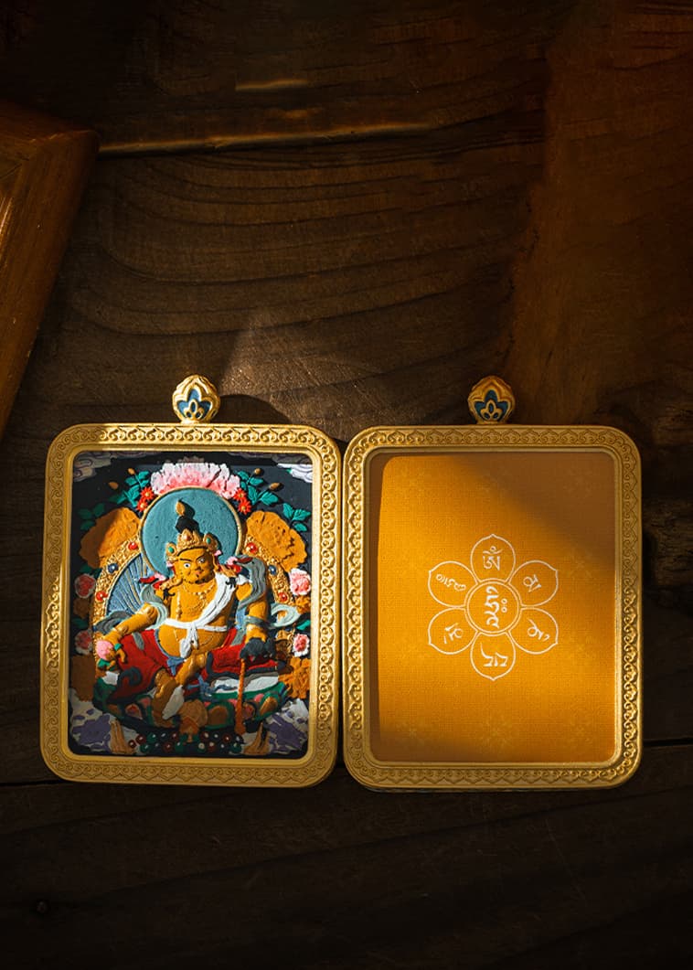 Hand-painted Erasable Multi-Deity Thangka Pendant — hand-painted Tibetan Thangka