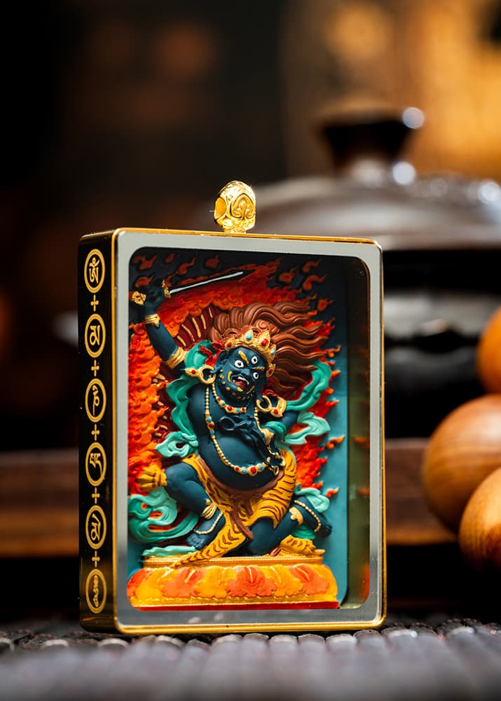 Hand-painted Relief Tsa-tsa Thangka Pendant — hand-painted Tibetan Thangka
